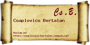 Csaplovics Bertalan névjegykártya