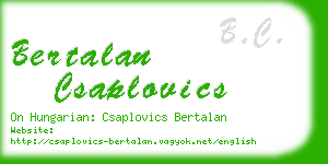 bertalan csaplovics business card